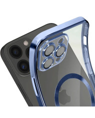 Husa Plating - iPhone 14 Pro Max - silicon cu MagSafe, Slim, Clear | Blue