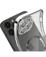 Husa Plating - iPhone 14 Pro Max - silicon cu MagSafe, Slim, Clear | Silver