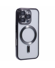 Husa Plating - iPhone 16 Pro Max - silicon cu MagSafe, Slim, Clear, Black