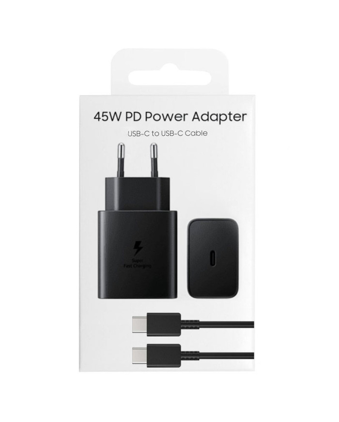 OEM (T4510NBC) - Incarcator Retea + Cablu USB-C, 45W, 1xUSB-C, PD, Fast Charging, Black [blister]