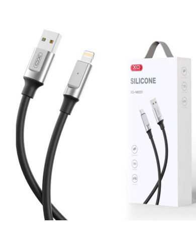 XO (NB251) - Cablu Date si Incarcare, USB-A la Lightning, 6A, Metallic, 1m, Black