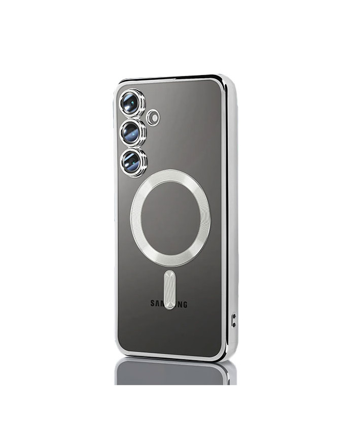Husa Plating » Samsung A26, MagCase, TPU Clear, frame Silver