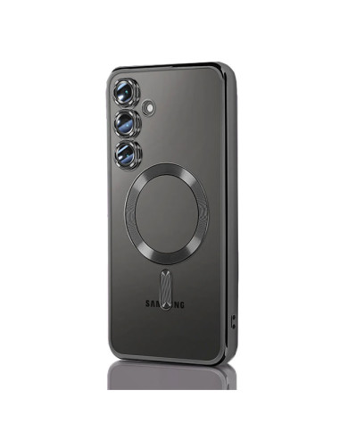 Husa Plating » Samsung S25, MagCase, TPU Clear, frame Black