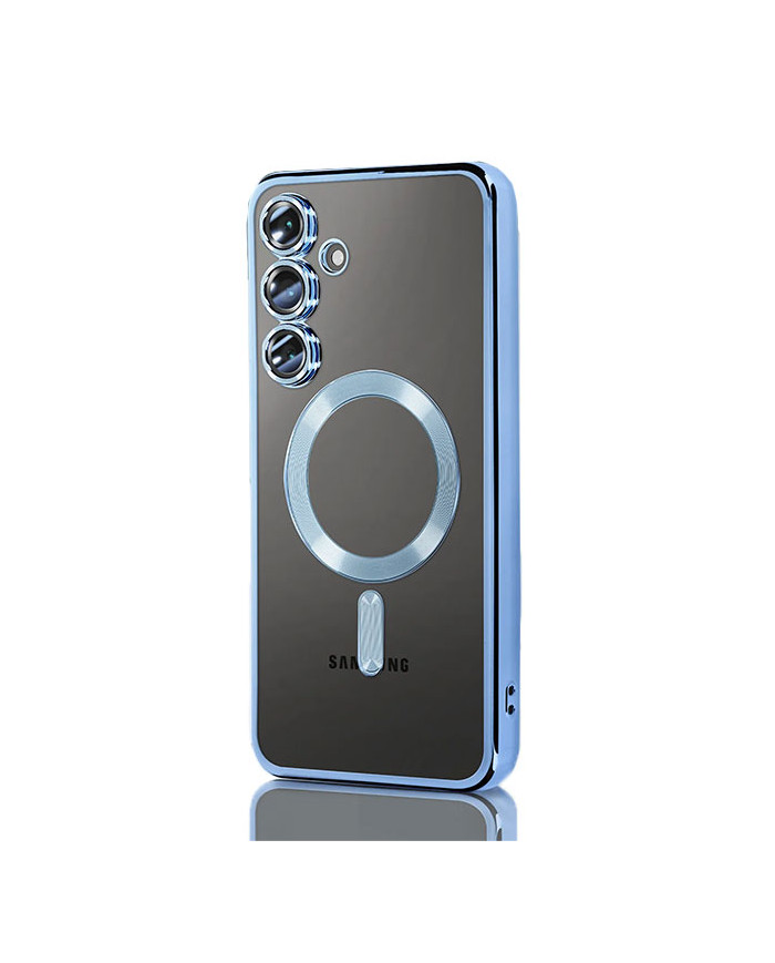 Husa Plating » Samsung S25, MagCase, TPU Clear, frame Blue