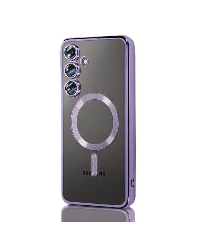 Husa Plating » Samsung S25, MagCase, TPU Clear, frame Purple