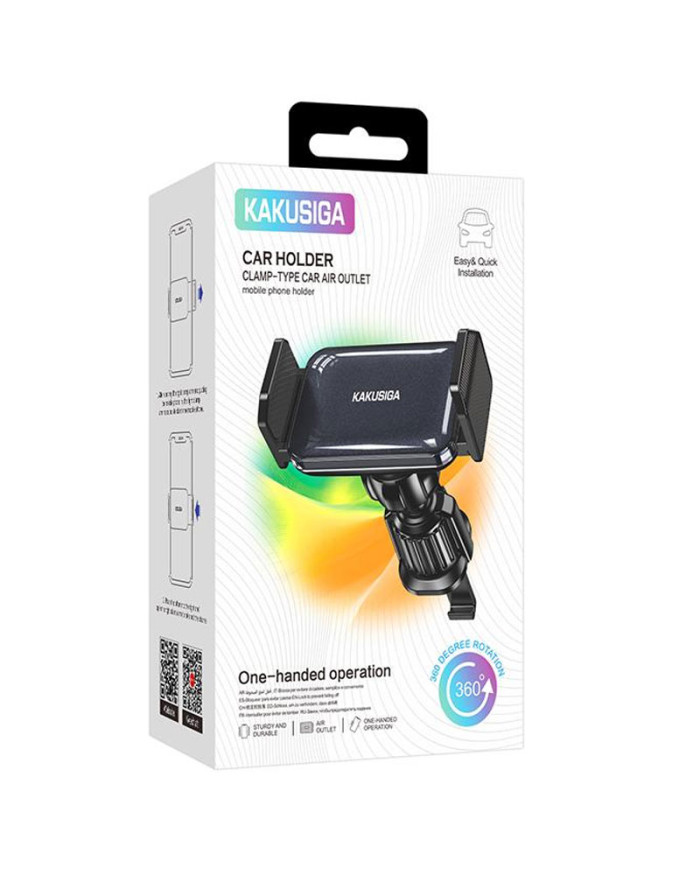 Kaku (KSC-1495) - Suport Auto, montaj Ventilatie, cleme laterale, 360°, AutoGravity, PullClip, Black