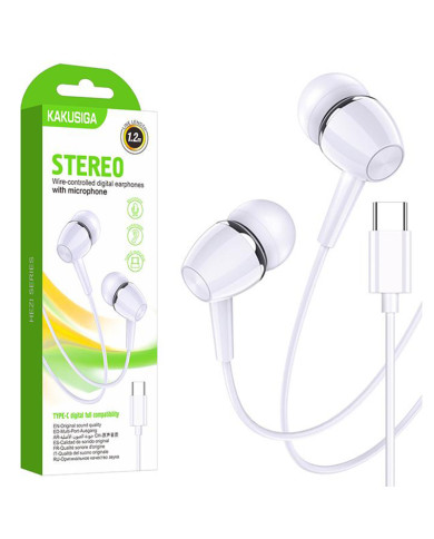 Kaku (KSC-1296) - Casti cu Fir, In Ear, USB-C, 1.2m, Mic & Volume Key, White