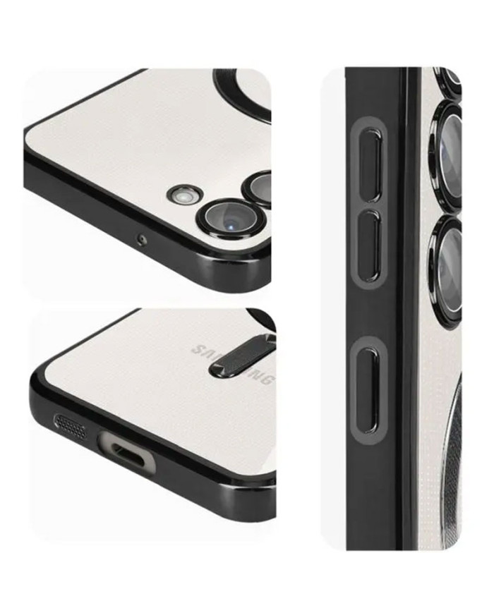 Husa Plating - Samsung A55, cu MagSafe, ElectroEdge, Black / Clear