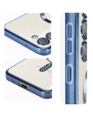 Husa Plating - Samsung A55, cu MagSafe, ElectroEdge, Blue Light / Clear
