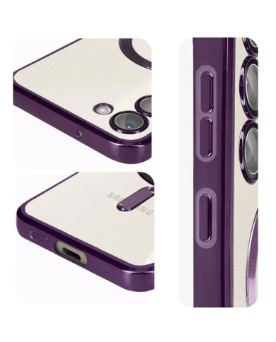 Husa Plating - Samsung A55, cu MagSafe, ElectroEdge, Purple / Clear