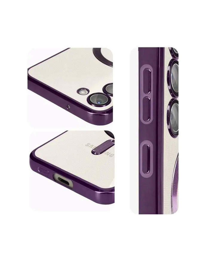 Husa Plating - Samsung A55, cu MagSafe, ElectroEdge, Purple / Clear