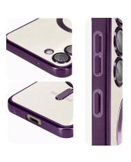 Husa Plating - Samsung A55, cu MagSafe, ElectroEdge, Purple / Clear