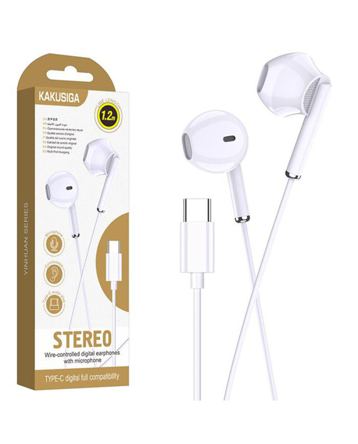 Kaku (KSC-1295) - Casti cu Fir, In Ear, USB-C, 1.2m, Mic & Volume Key, White