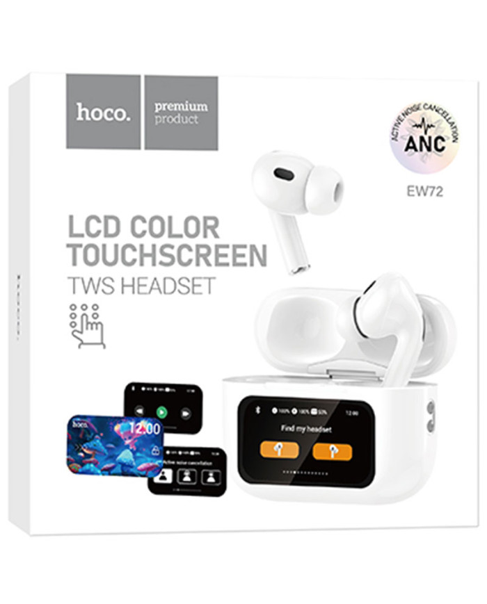 Hoco (EW72) - Casti Wireless, Ear Buds, cu ecran LED, BT 5.4, ANC, 360mAh, White