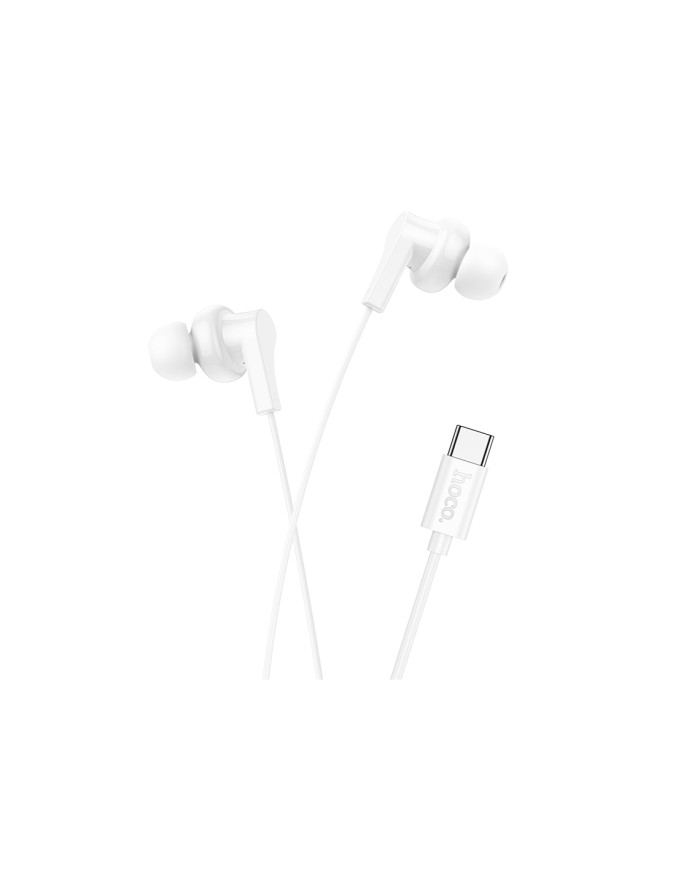 Hoco (M114) - Casti cu Fir, In Ear, USB-C, 1.2m, Mic & Volume Key, White